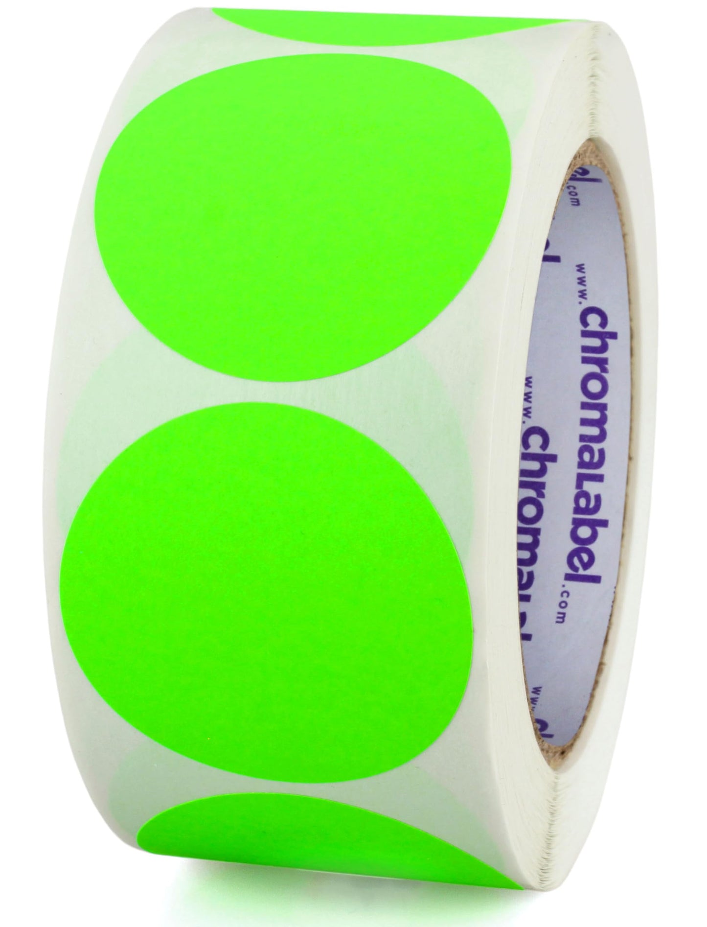 ChromaLabel 2 Inch Round Removable Stickers, High Visibility Removable Sticky Dots Color Coding Labels, Easy to Write On Dot Stickers - 500 Sticker Dots per Roll, Matte Finish Fluorescent Green