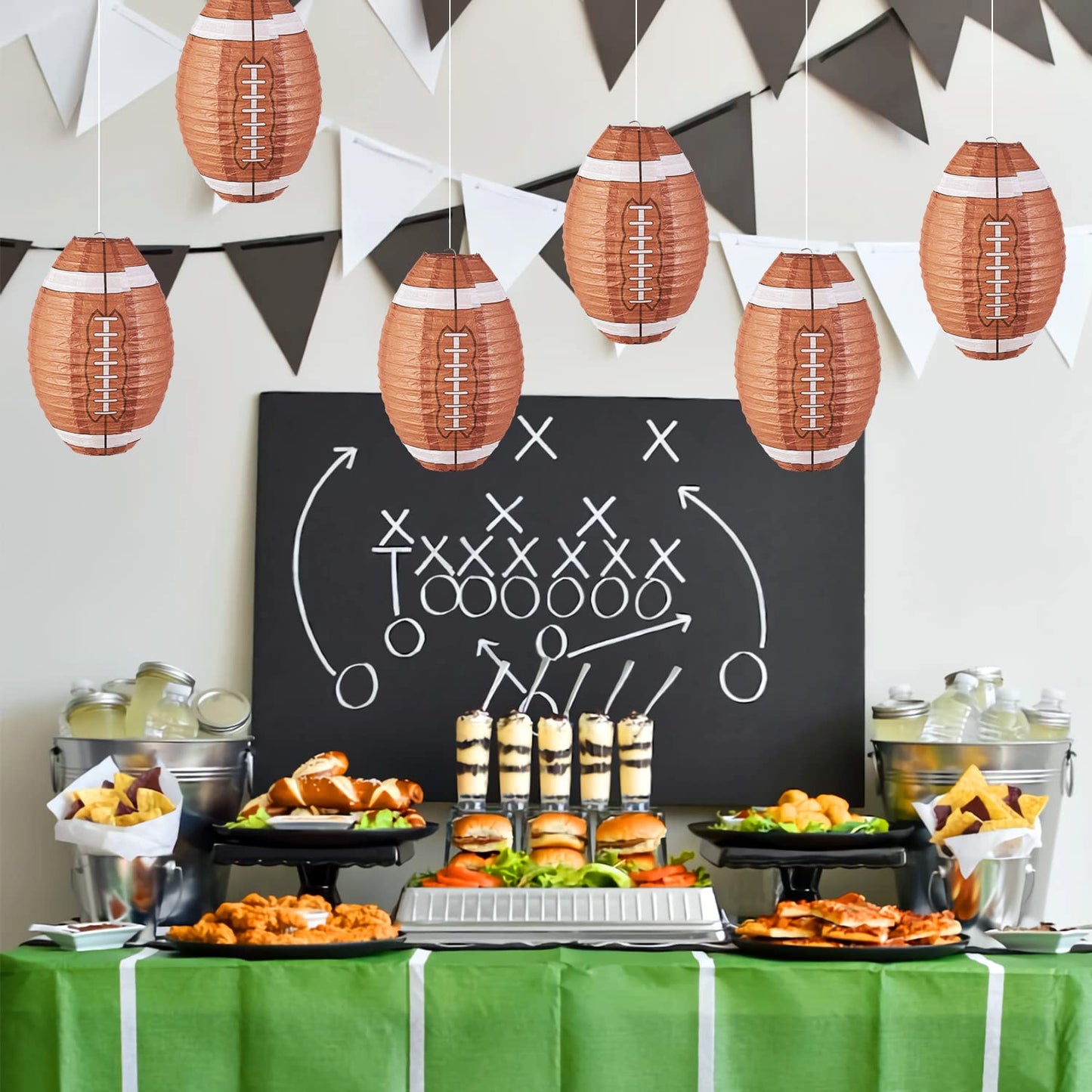 Football Paper Lanterns, Football Birthday Party Decorations,Football Party favors for Outdoor Backyard Sports Game Prizes Football Game Day Easy Joy 3 PCS 12''