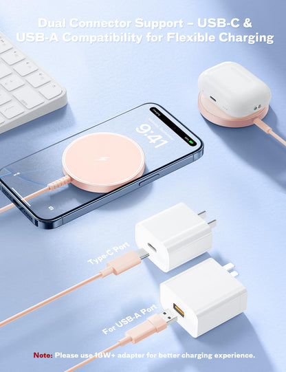 MagSafe Charger Magnetic Wireless iPhone Charge Compatible with iPhone 17 Pro Max Air 16 15 14 Pro Max Plus 13 12 Pro Max & AirPods 4 3 2 Pro - Charging Pad Dock for Travel Home Office