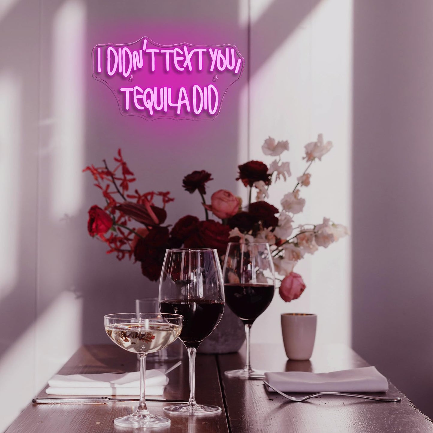 VVYXX I Didn't Text You, Tequila Did Neon Sign for Wall Decor,Neon Light for Bedroom Bar Man Cave Business Bar Decoration