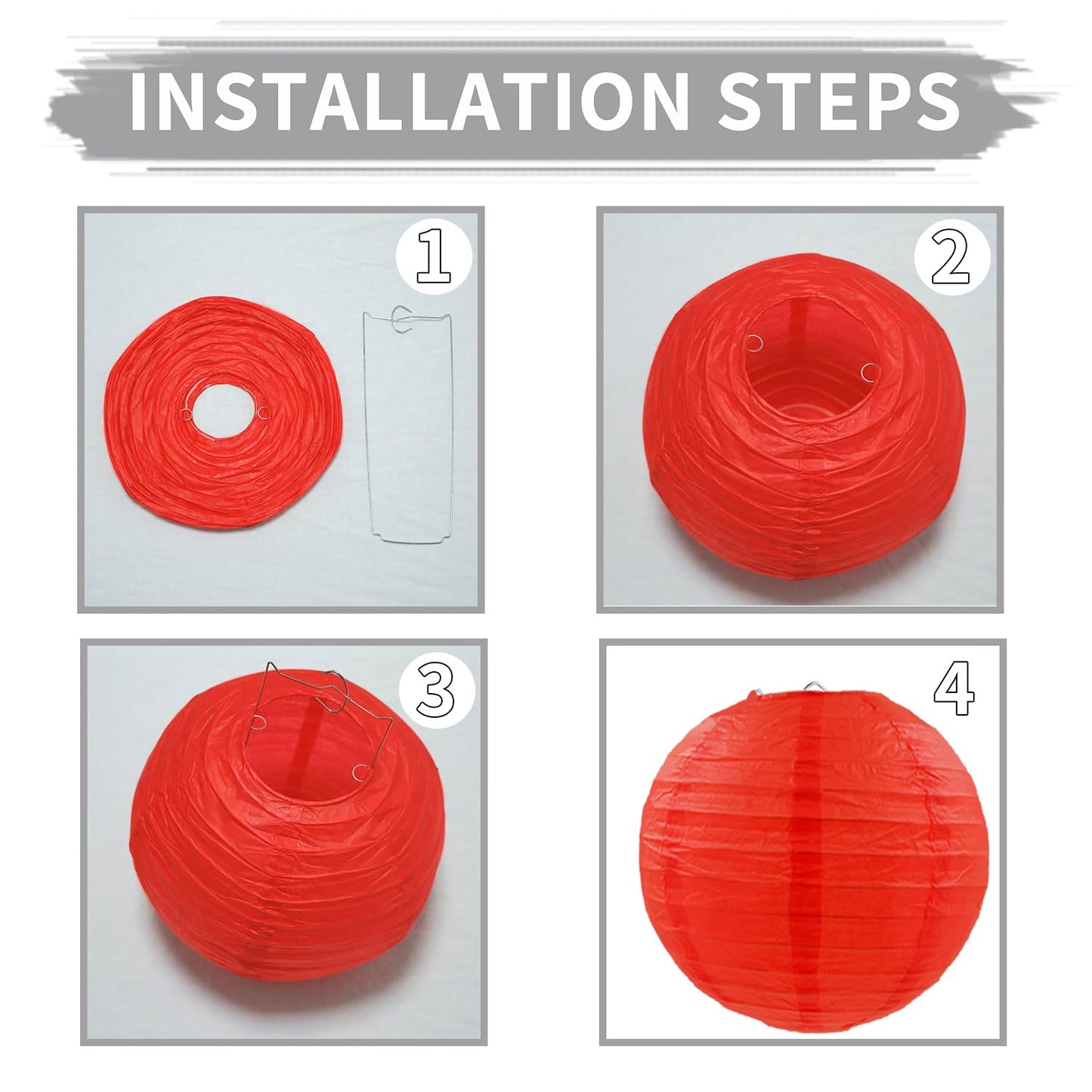 FUGUIR Red Paper Lanterns Round Hanging Paper Lanterns Decorations for Birthday Wedding Baby Bridal Shower Christmas Home Party Decoration (12 PCS)