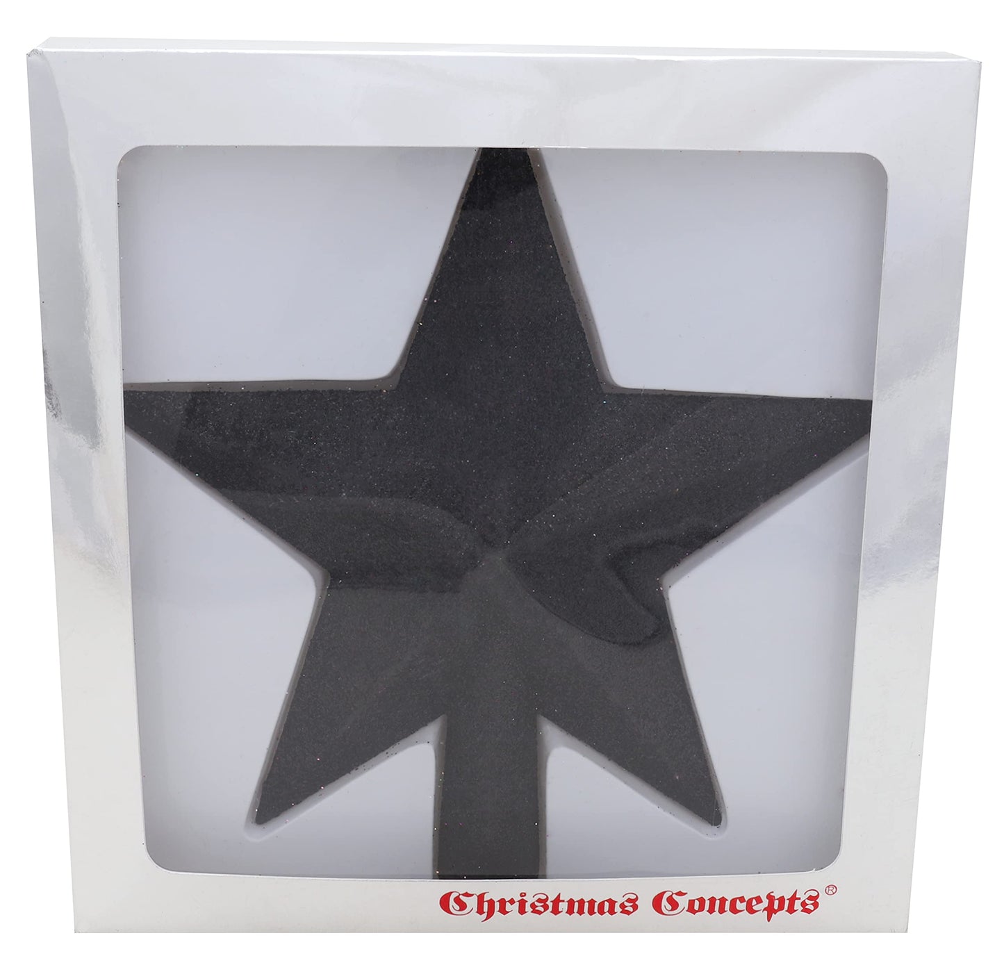 Christmas Concepts® 20cm Glitter Tree Top Star Decoration – Christmas Tree Topper/Ornament (Black)