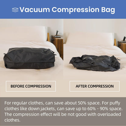 BAGAIL TPU Vacuum Bag for Travel, Reusable Compression Bag with IPX8 Waterproof Zipper, Save Space for Suitcase, Backpack and Carry on (Black, ExtraLarge, No Pump)