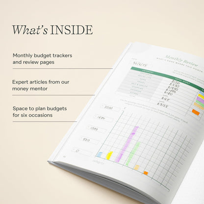 Papier Shine Finance Planner - Olive Hardback | Track Expenses, Savings, Outgoings | Undated | Includes Money Tracker, Daily & Monthly Calendar, & Monthly Budget Section | Budgeting Gift For Students
