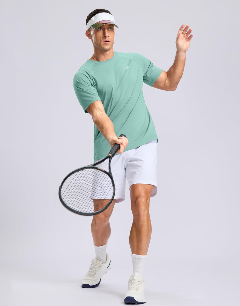 G Gradual Men's Athletic Workout T-Shirts Moisture Wicking Cooling Running Shirts Short Sleeve Performance Tee for Gym Tennis(Jasmine Green,M)