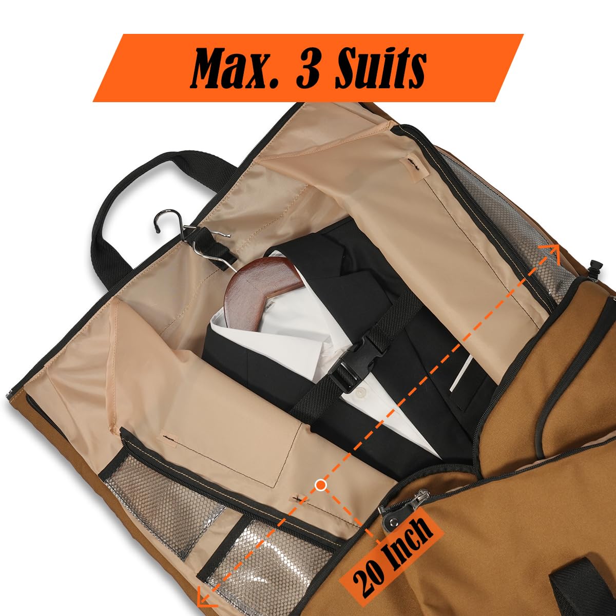 WELKINLAND 48H Garment Duffle Bags For Travel,10-Pockets Carry On Garment Bag, 3 Suit Travel Bags, 62L 2-In-1 Garment Duffel Bag, Convertible Garment bag, Boardable Garment Bag