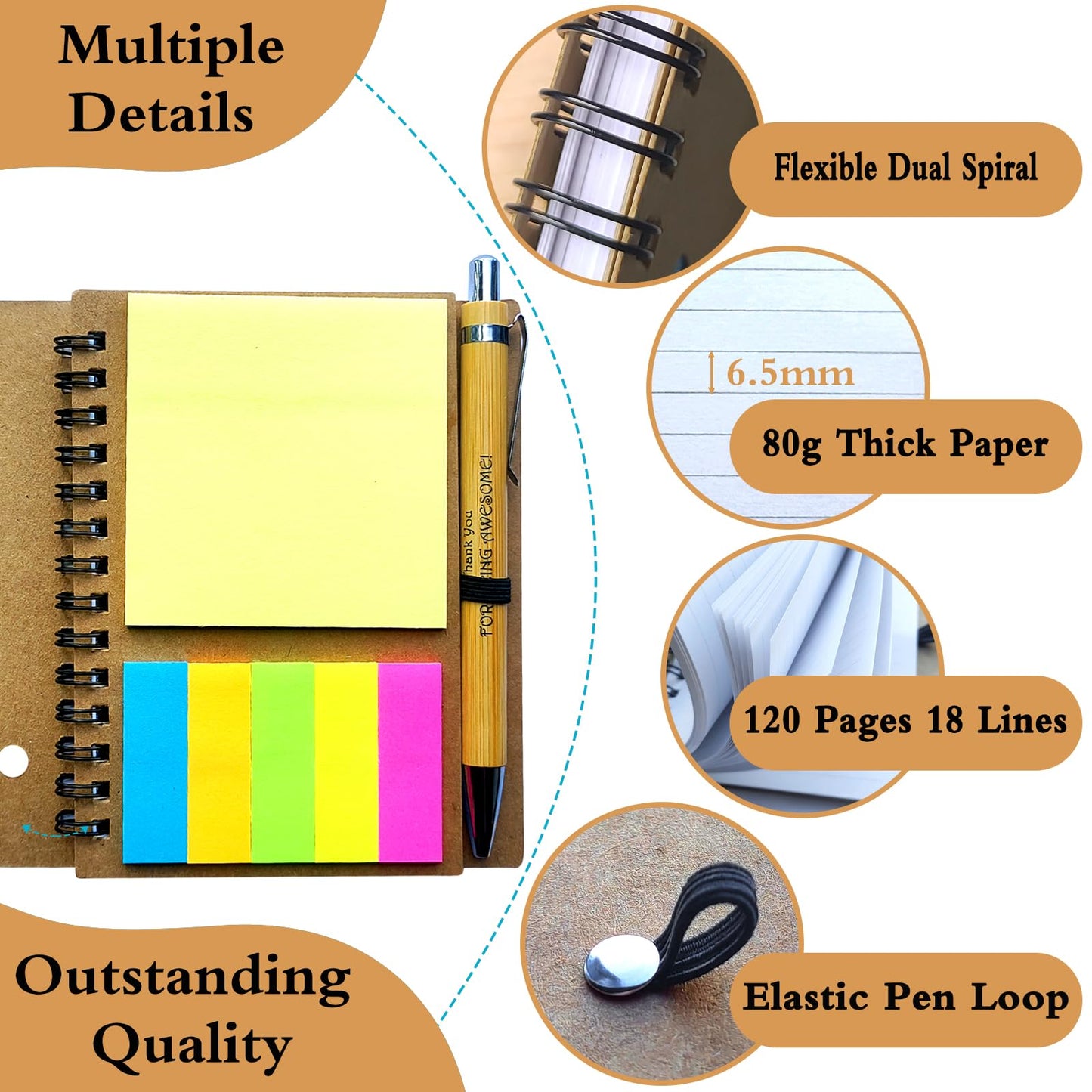 2026 Inspirational Spiral Notebook 10 Sets Portable Employee Appreciation Gifts Bulk Journals with Sticky Note Pen for Teachers Students Friends Colleagues Volunteer Nurse and Family Thank You Gifts
