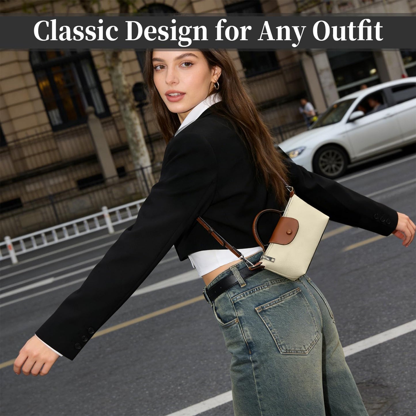 Elojieza Small Crossbody Bags Purses for Women, Mini Fashion PU Leather Handbags for Ladies, Detachable Adjustable Straps and Zipper, Trendy Spring 2026