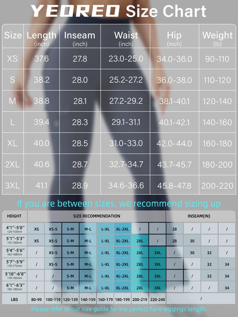 YEOREO CoreFlex Women Workout Flare Leggings with Pockets Scrunch Cargo Gym Yoga Leggings Blue Navy XL