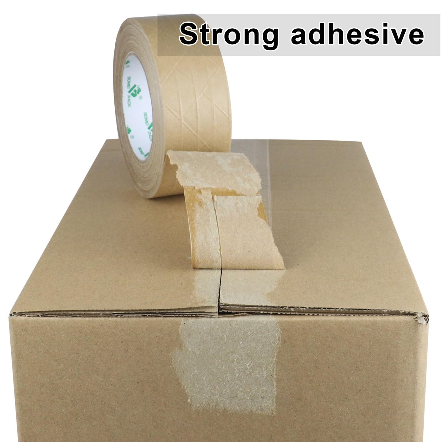 BOMEI PACK 2Pack Reinforced Kraft Paper Tape, Self Adhesive Paper Gummed Packing Tape, for Heavy Duty Packing, Shipping, Moving and Storage, 2Inch55yds