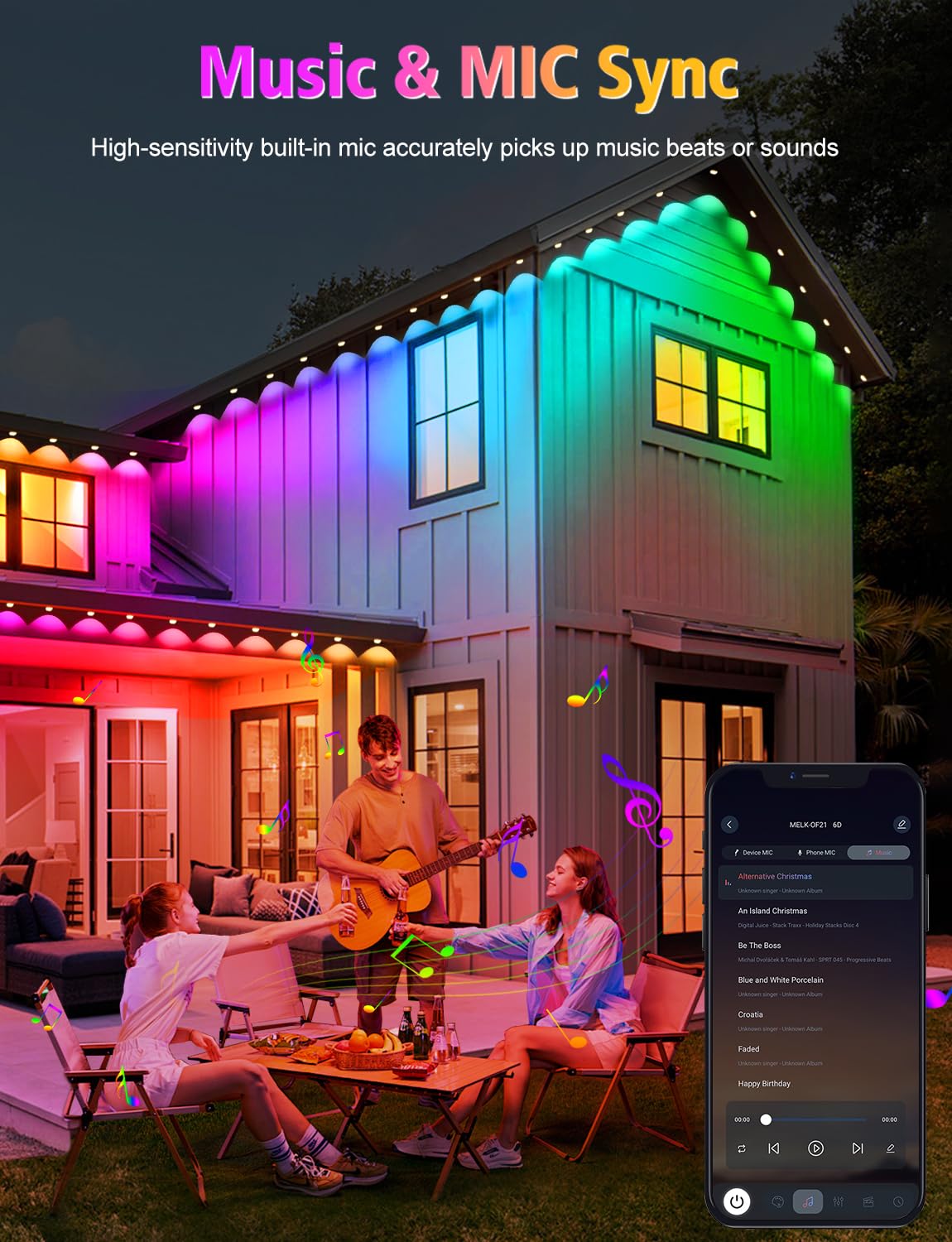 BSGlobal 100FT Permanent Outdoor Lights, 60 LED Smart RGB&IC Outdoor Eave Lights with App/Remote Control, 209 Scene Modes, IP67 Waterproof Outside Light for House Party Christmas