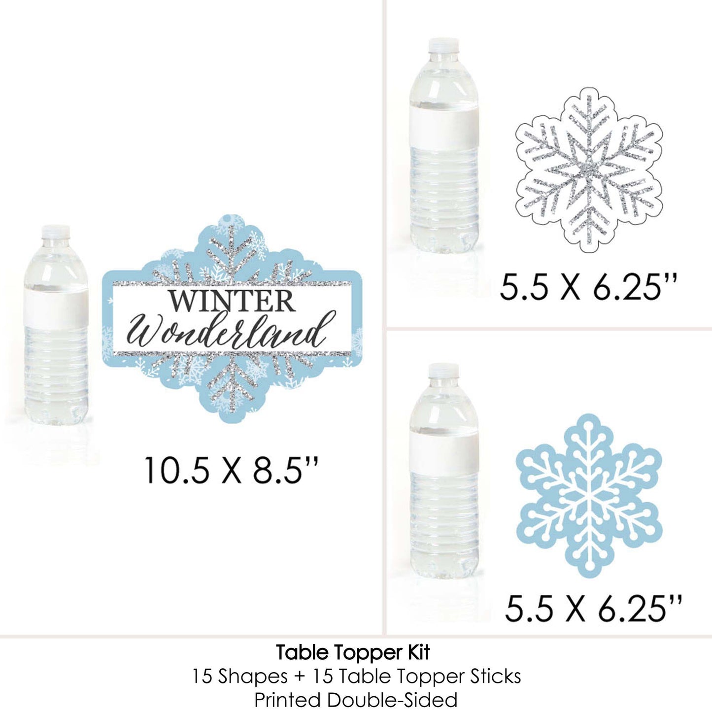 Big Dot of Happiness Winter Wonderland - Snowflake Holiday Party and Winter Wedding Party Centerpiece Sticks - Table Toppers - Set of 15