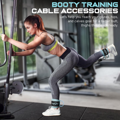 WALITO Gym Ankle Straps for Cable Machines Women & Men - Glute Kickback Ankle Cuff, Adjustable Cable Machine Accessories for Leg Extensions, Hip Abductors & Lower Body Workouts (Pair-Blue)