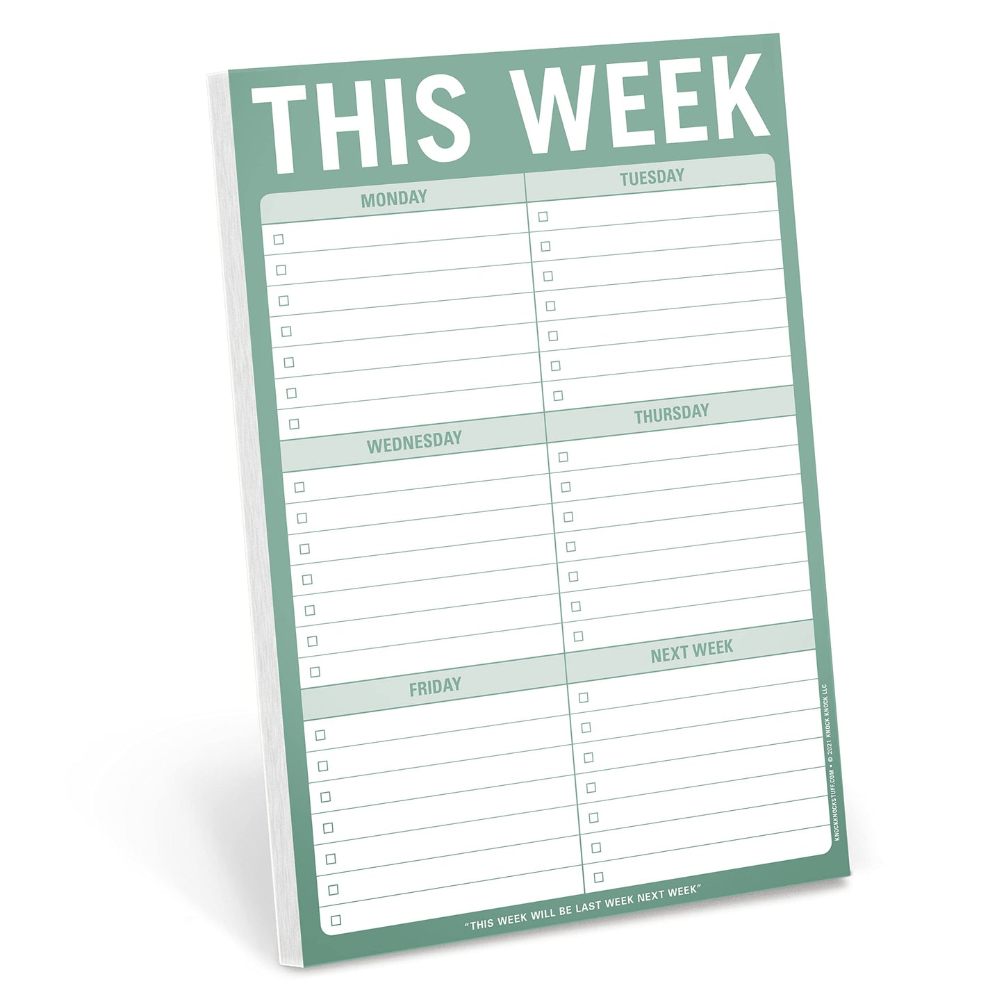 Knock Knock 1-Count This Week Pads, To Do List Notepads, 6 x 9-inches each (Sage Green)