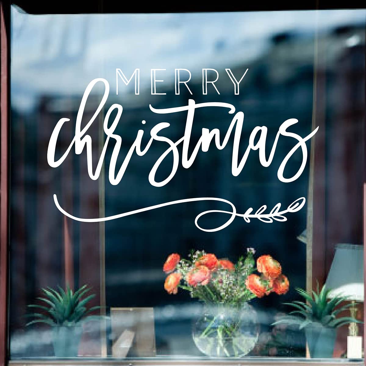 Merry Christmas Wall Art Decor Stickers White Window Decals Christmas Gift Room Decoration Mural FG352 (White)