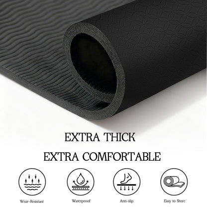 VTORY Extra Large Yoga Mat 6'x 4'x 12mm (1/2in) Thick Exercise Mat for Men and Women, Non-Slip, Durable Workout Mat for Home Workout, Yoga, Pilates, Stretching (Black)