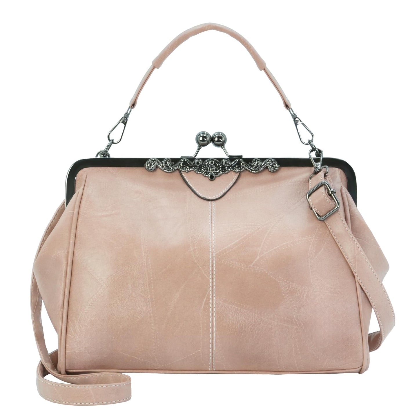 CIVECHOL Purses for Women Vegan Leather Women's Handbag Crossbody with Kiss Lock Satchel Evening Clutch Purse Vintage Tote