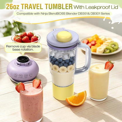 PQSGNYQ 26oz Travel Tumbler Replacement for Ninja BlendBOSS Blender (Blue)
