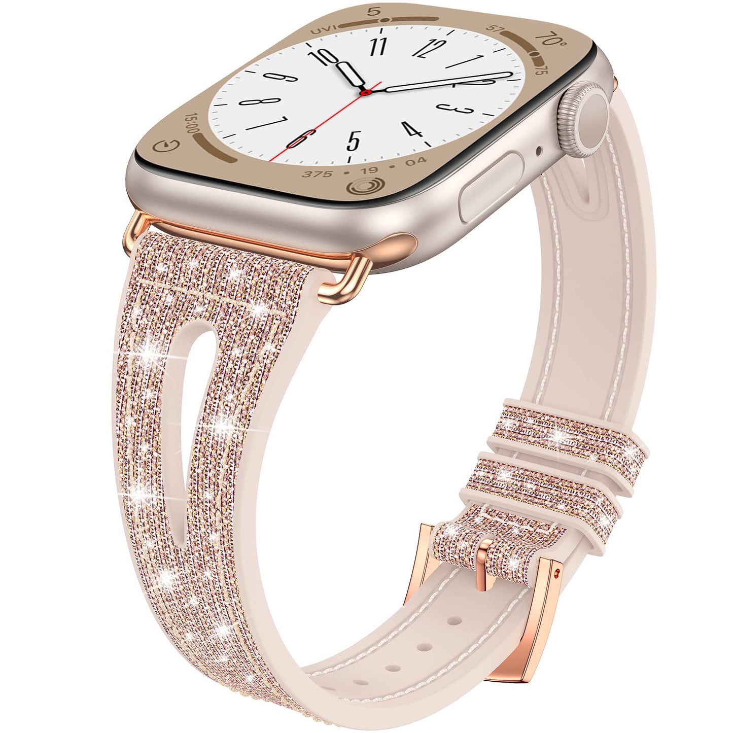 Goton Bling Silicone Band for Apple Watch Series 11/10 42mm, Series 7/8/9 41mm, Series 6/5/4/SE/SE2/SE3 40mm, Soft & Breathable Glitter Strap for Women, Stylish, Adjustable, Comfortable Fit, Sparkle