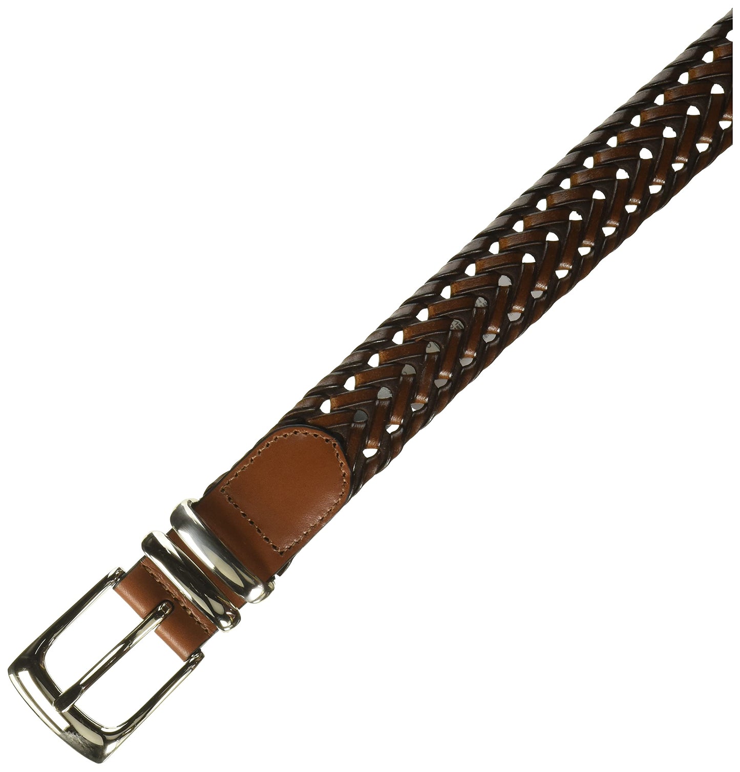 Perry Ellis Men's Portfolio Braided Leather Belt, Brown, 38
