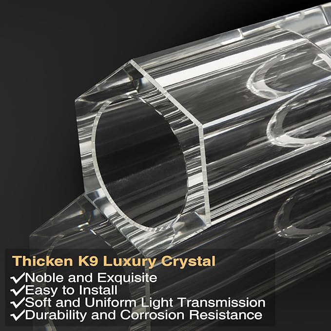 Black Wall Sconce Light Cordless 13 inch Wall Sconces, Indoor Wall Lamp with K9 Crystal Lampshade, Wall Lighting Fixtures for Living Room, Bedroom, Hallway, Bathroom, Stairs, Kitchen
