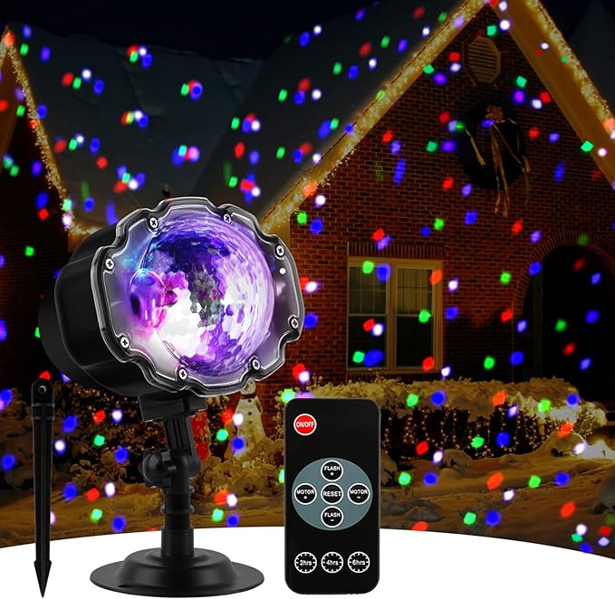 Christmas Snowfall Projector Lights, Multi Colors Holiday Lights with Remote Control, White Snow, Indoor Outdoor for Halloween Xmas Party Wedding Garden Landscape Decoration(Snow Spots)