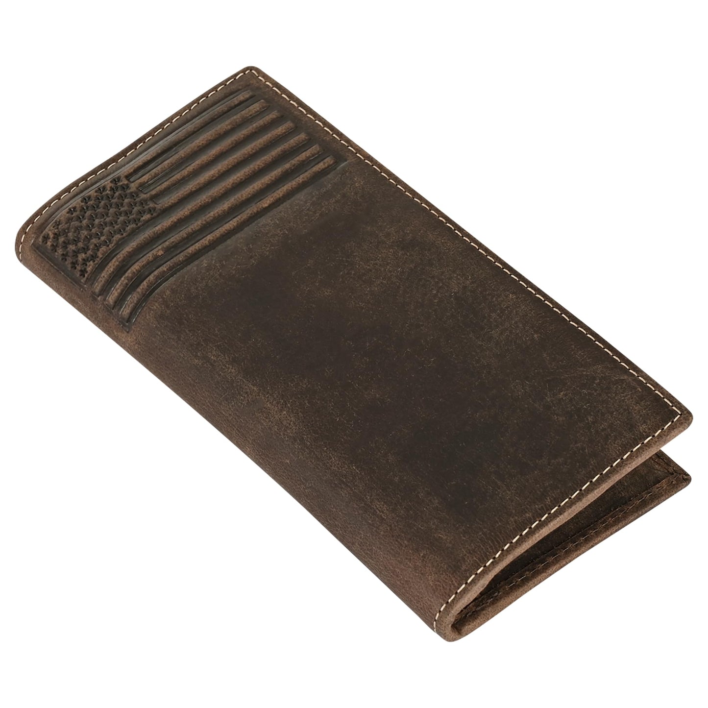 ELIZO Leather Long Wallet for Men Western Wallet Rodeo Mens Wallet Flat Bifold Wallets for Men Biker Billfold Wallet for Men Cowboy Wallet RFID Wallet for Men with Credit Card Holder