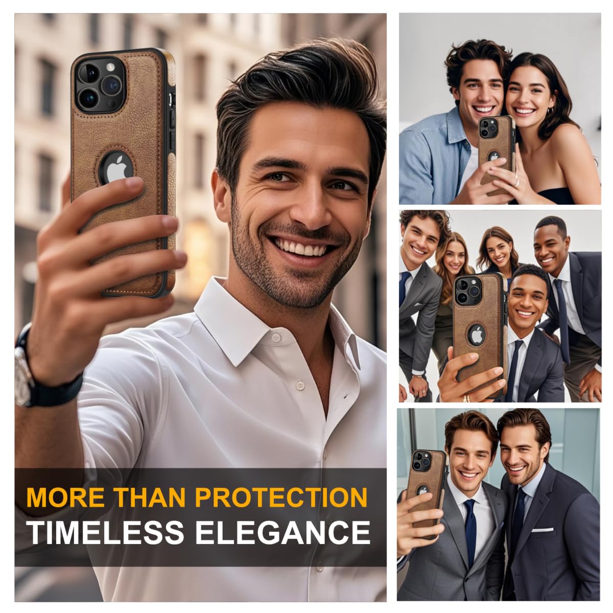 DOGODON Design Compatible with iPhone 12 & iPhone 12 Pro Case Luxury Leather Business Vintage Slim Non-Slip Soft Grip Shockproof Protective Cover (2020) 6.1 Inch (Brown)