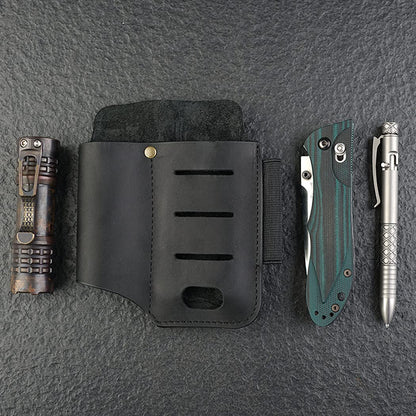 VIPERADE PJ15 Multitool Sheath for Belt, Leather Flashlight Holster, EDC Belt Organizer, Leather EDC Pocket Organizer, Flashlight Sheath