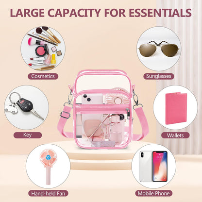 Blvornl Clear Crossbody Bag with Adjustable Shoulder Strap, Stadium Approved PVC Purse Bag, Messenger Bag