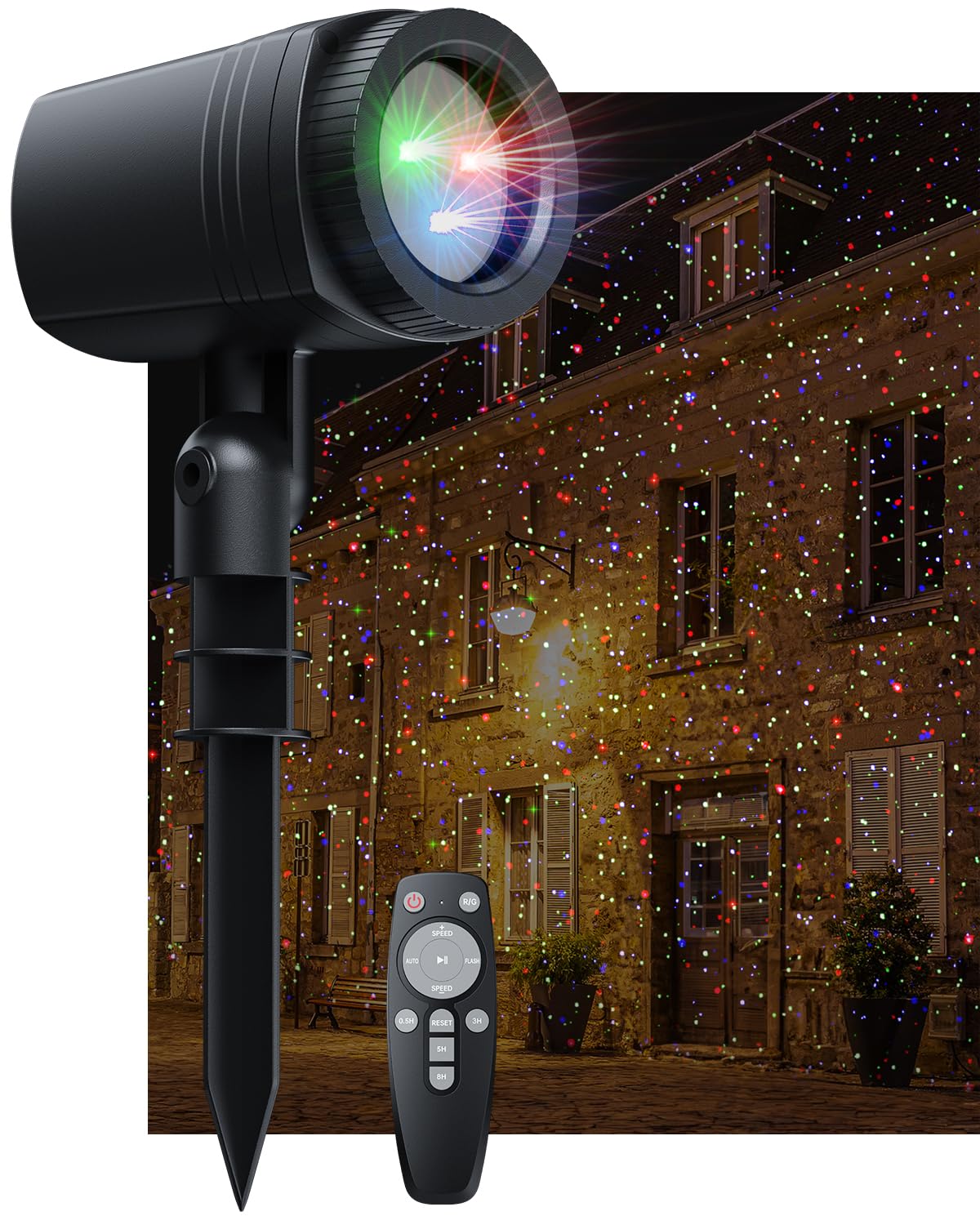 Enjoyedled Christmas Laser Lights Outdoor, RGB (Red, Green, Blue) Light Projector with RF Remote and Timer for Parties & Wedding, Brighter Projection Lights for Christmas, Holidays and Garden Decor