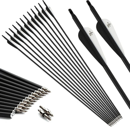 Carbon Arrow Practice Hunting Arrows - Spine 500 for Compound & Recurve Bow | 28-30 Inch (Pack of 12)