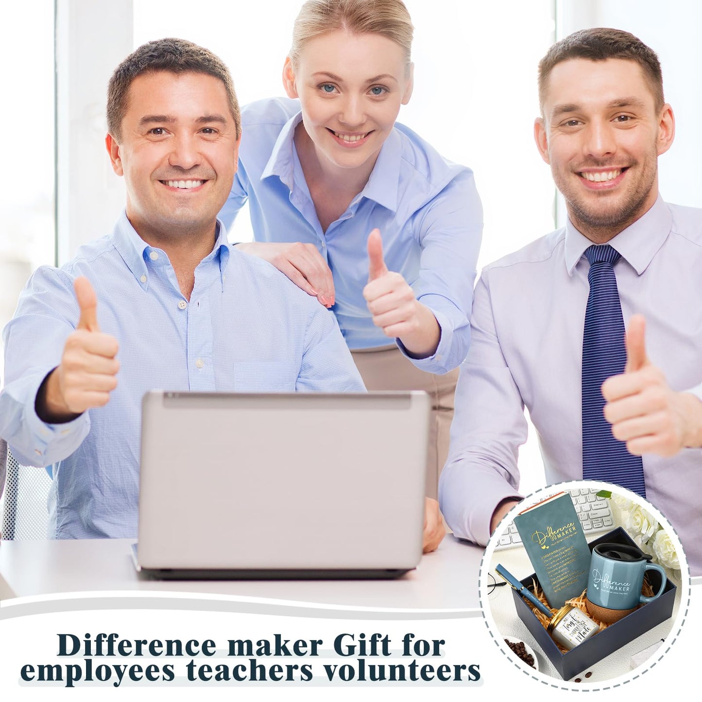 Vesici 4 Pcs Difference Maker Gift for Women Men Difference Maker Mug Notebook Candle Motivational Pen Employee Appreciation Gift for Volunteer Paraprofessional Coworker Secretary(Dark Blue,Word)
