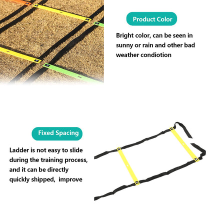 Competitive Sports Ladder Football Speed Rope for Training 6M 12RungYellow Athletic Supplies (Yellow)