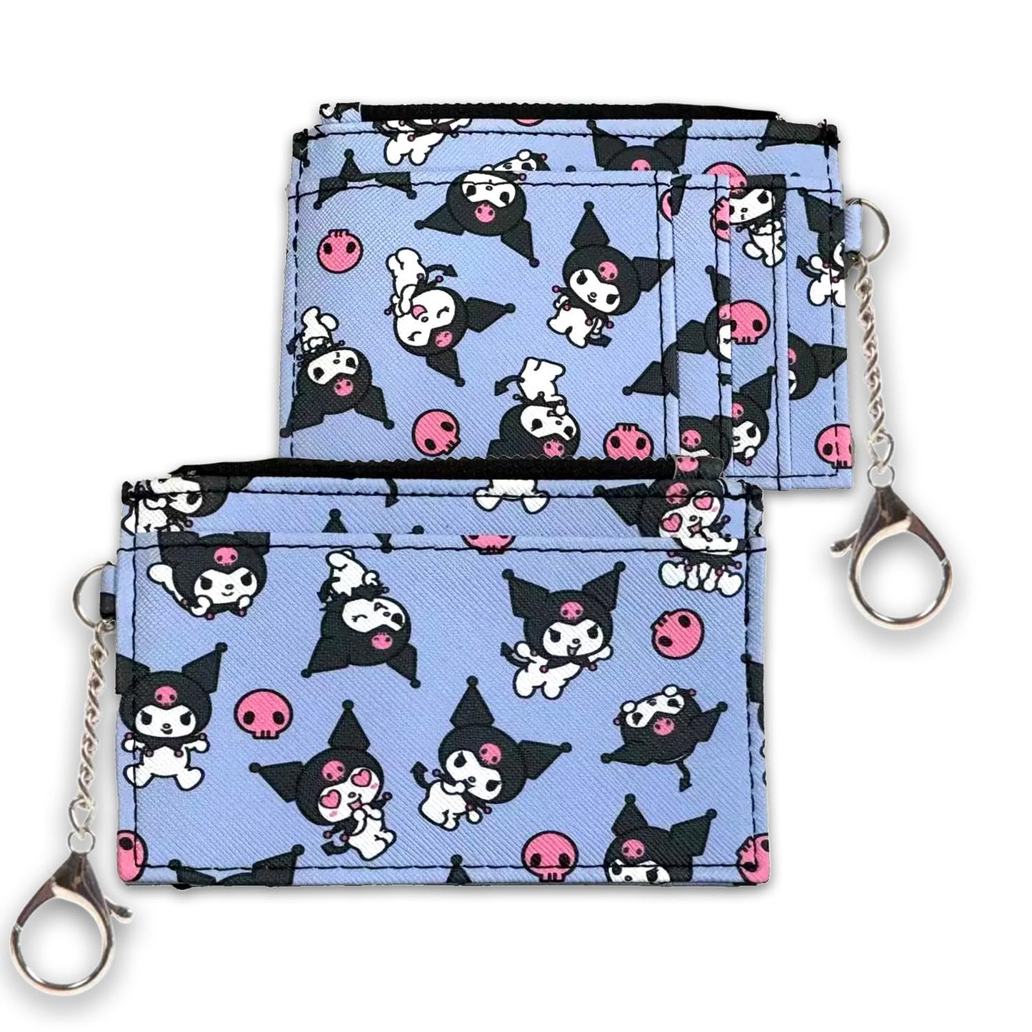 SANRIO Kuromi Mini Backpack with Wallet Set - Bundle with 10 Woven Backpack with Front Pocket and Card Organizer for Women | Kuromi Travel Bag Set