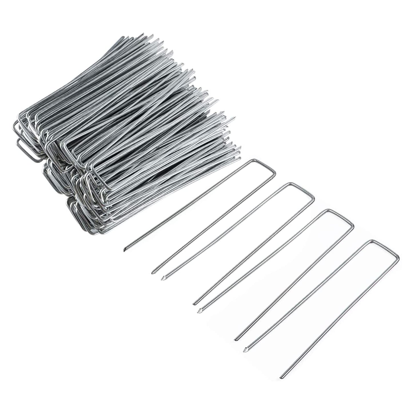 FEED GARDEN 10 Inch 50 Pack Galvanized Landscape Staples 11 Gauge Anti-Rust Garden Stakes Landscaping Fabric SOD Pins Yard Stakes for Weed Barrier Fabric