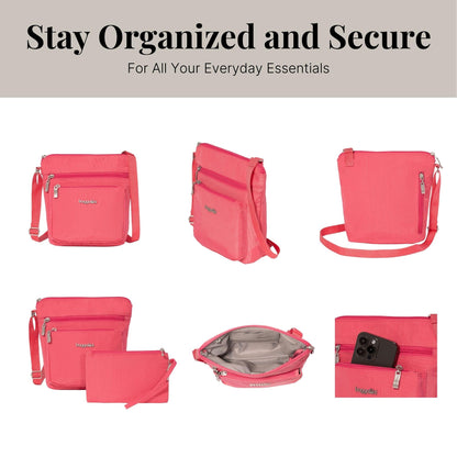 Baggallini Pocket Crossbody Bags for Women 8x8 Small Lightweight Durable Water-resistant Travel Purse W/Rfid