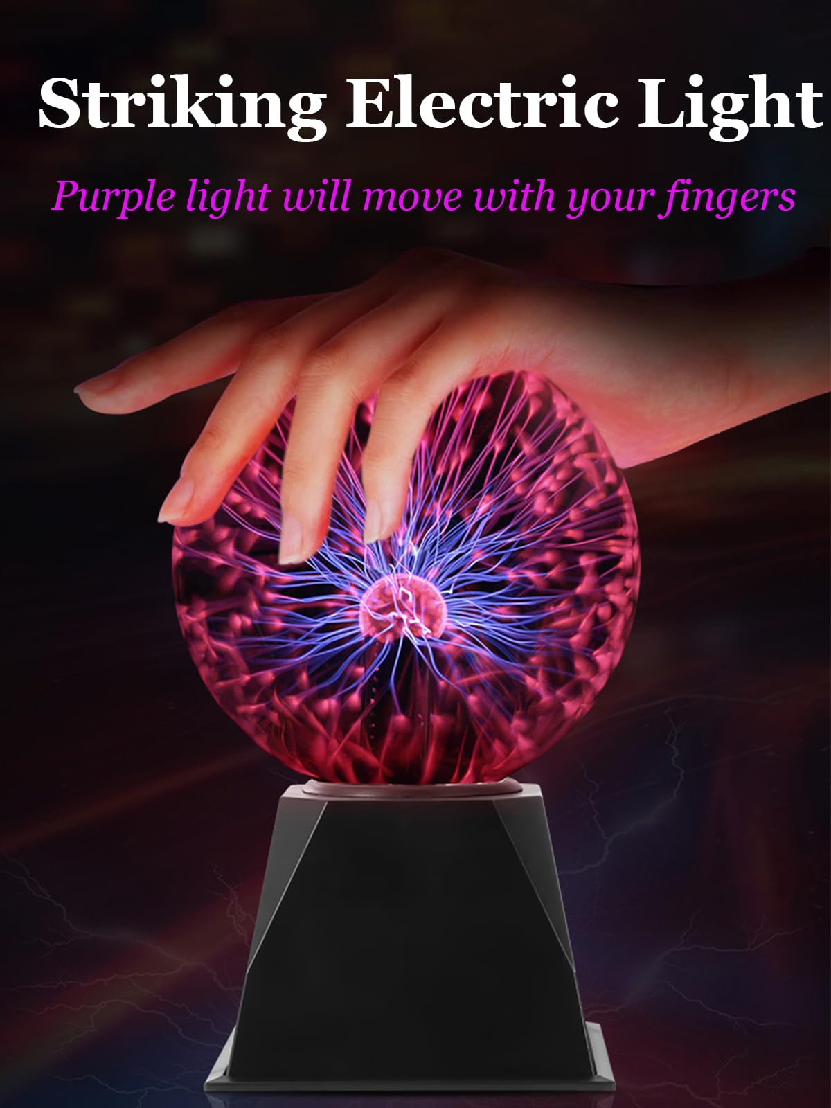 Etigood Plasma Ball, Touch Sensitive Plasma Globe Lamp, Plug-in Crystal Ball for Gifts, Birthday, Party, Halloween, Christmas, Science Decor for Bedroom, Living Room, Office