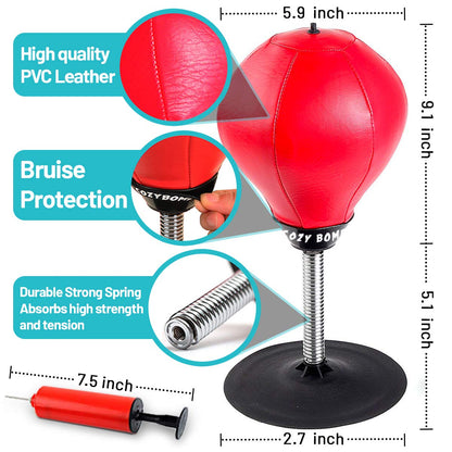Desktop Punching Bag, Super Strong Suction Boxing Bag Speed Balls Heavy Duty Stress Relief Boxing Bag, Cool Stuff for Office, White Elephant Gift for Boss or Coworker