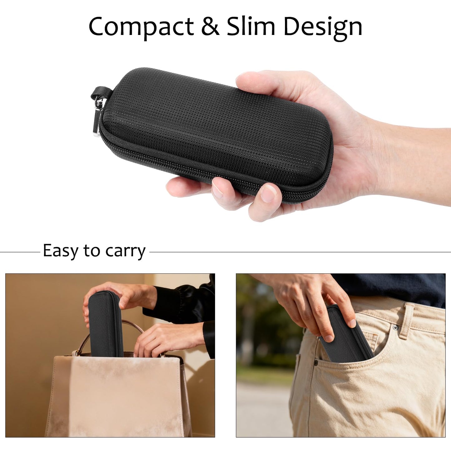 WOMACO Hard Glasses Case, Hard-Shell Double Eyeglasses Case for 2 Storage Scratchproof Dual Sunglasses Box for Women Men (Black, One Size)