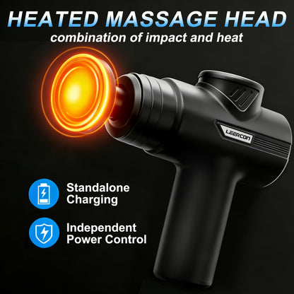 LEERCON Massage Gun with Heat Deep Tissue Back Massager Gun for Pain Relief, Mini Percussion Massage Gun - Birthday Gifts for Men Women Dad Mom him, Black