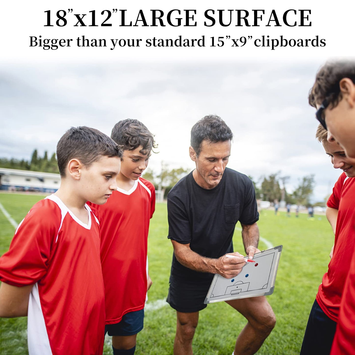 Suprwin Magnetic Soccer Football Coach Board，Portable Clipboard Tactical Magnetic Board Kit W/Marker Pieces,Pen, Eraser, Storage Bag