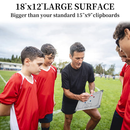 Suprwin Magnetic Soccer Football Coach Board，Portable Clipboard Tactical Magnetic Board Kit W/Marker Pieces,Pen, Eraser, Storage Bag