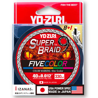 YO-Zuri SUPERBRAID 9 - Floating Braided Fishing LINE, 330 YD, 5 Color, 40 LB