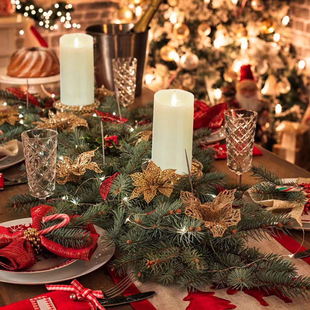 Nancia Flameless Battery Operated Flicking Candles:Remote Control Realistic Wax Pillar LED Candle with 10-Key Cycling 24 Hours Timer 2PACK(D3*H6'') for Home Decoration Wedding Birthday Party Ivory