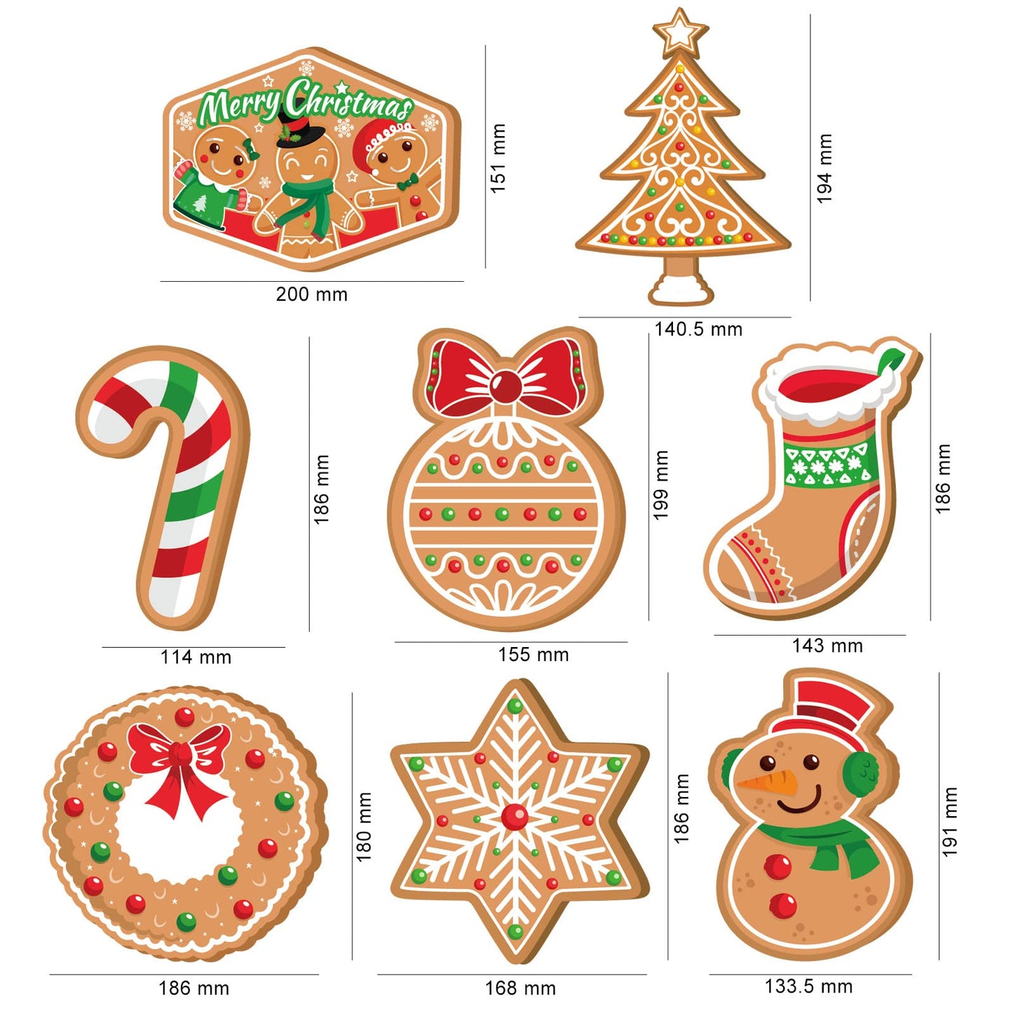 HOWAF Christmas Gingerbread Man Hanging Banner, Merry Christmas Backdrop banner-Snowflake, Christmas Tree, Candy Canes, Christmas Stockings Design Christmas Party Decorations Winter Home Ornament
