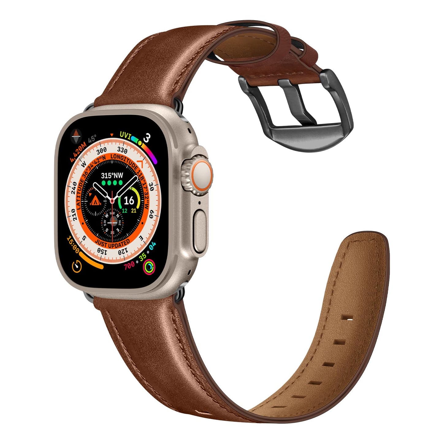 CINORS Italian Dark Brown Leather Band Compatible with Apple Watch 11 10 46mm Ultra 49mm Mens Women Strap XL Big Wrist Bands for iWatch Series 9 8 7 45mm 6 5 4 44mm 3 2 1 SE 42mm