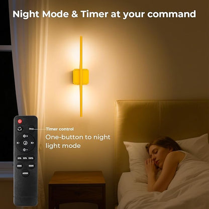10000mAh Battery Operated Wall Sconce Detachable, Wireless Wall Lamp 3000-6500K Dimmable, Modern Rechargeable Wall Light for Bedroom, Living Room, 28.3" Gold (1 Pack)