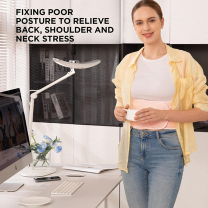 Vicorrect Posture Corrector for Women and Men: Back Support Brace Relieve Upper Back Shoulders Pain (Pink, Medium)
