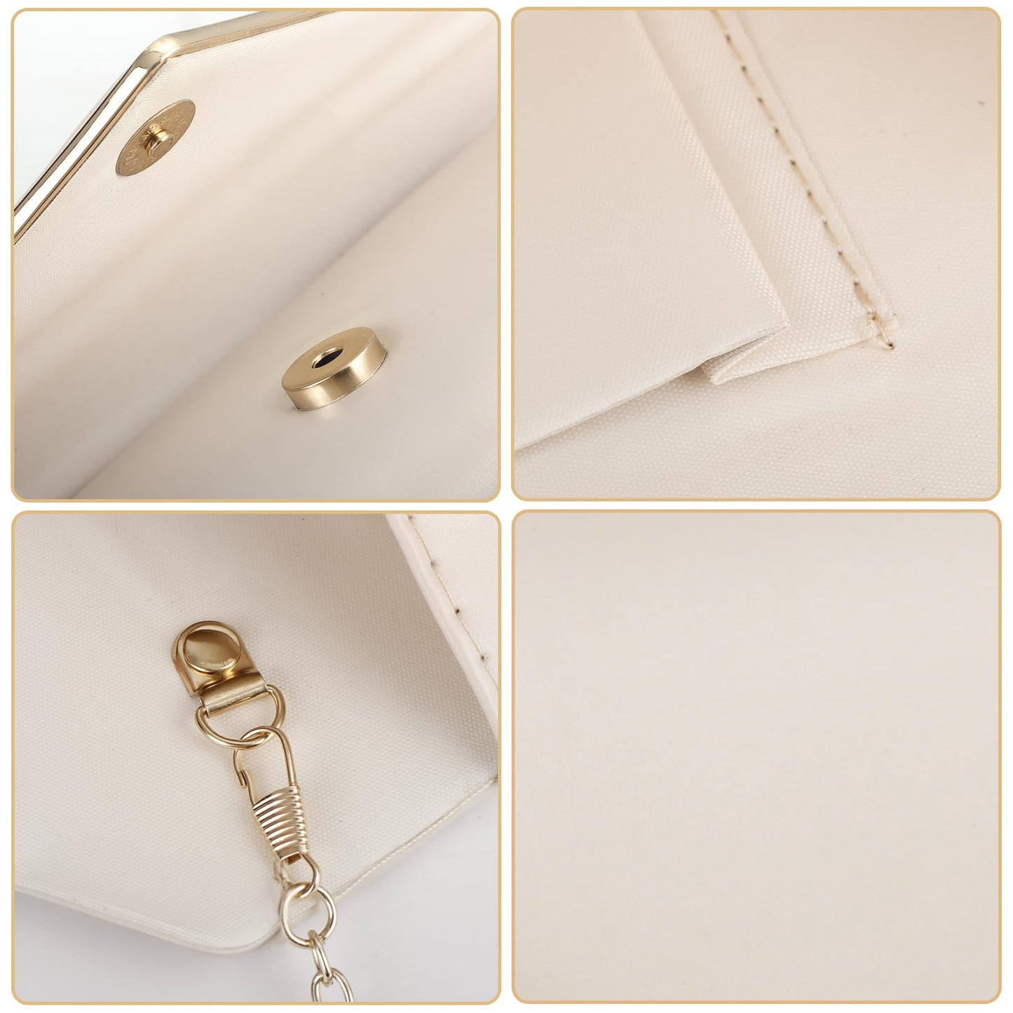 Larcenciel Nude Clutch Purses for Women, Vegan Leather Envelope Evening Bag w/Chain, Elegant Lady Shoulder Crossbody Handbags, Glitter Party Prom Purse Bride Wedding Guest Clutch Dress Carry on Bags